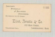 Elliot, Brooks & Co. Sanitary, Hydraulic and Railroad Engineers - Copy 7, Perkins Collection 1850 to 1900 Advertising Cards